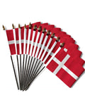 DENMARK SMALL HAND FLAGS Pack of 12