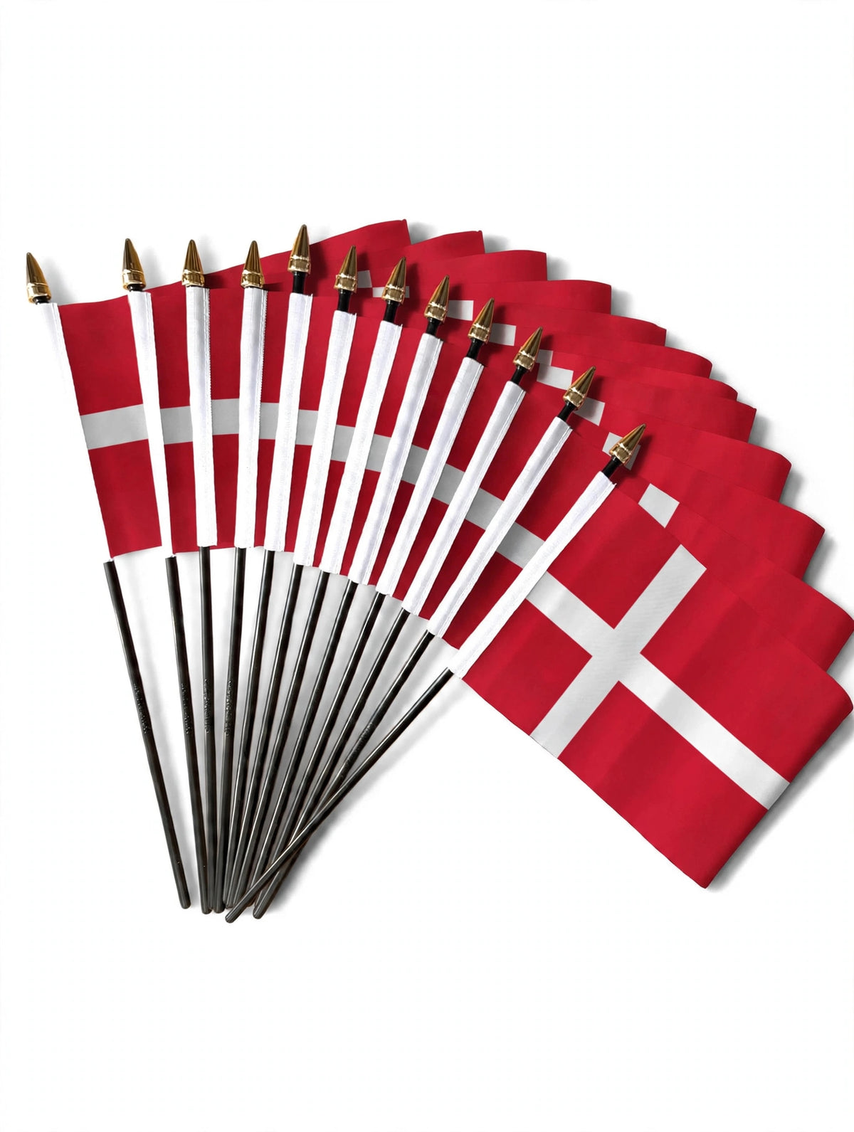 DENMARK SMALL HAND FLAGS Pack of 12