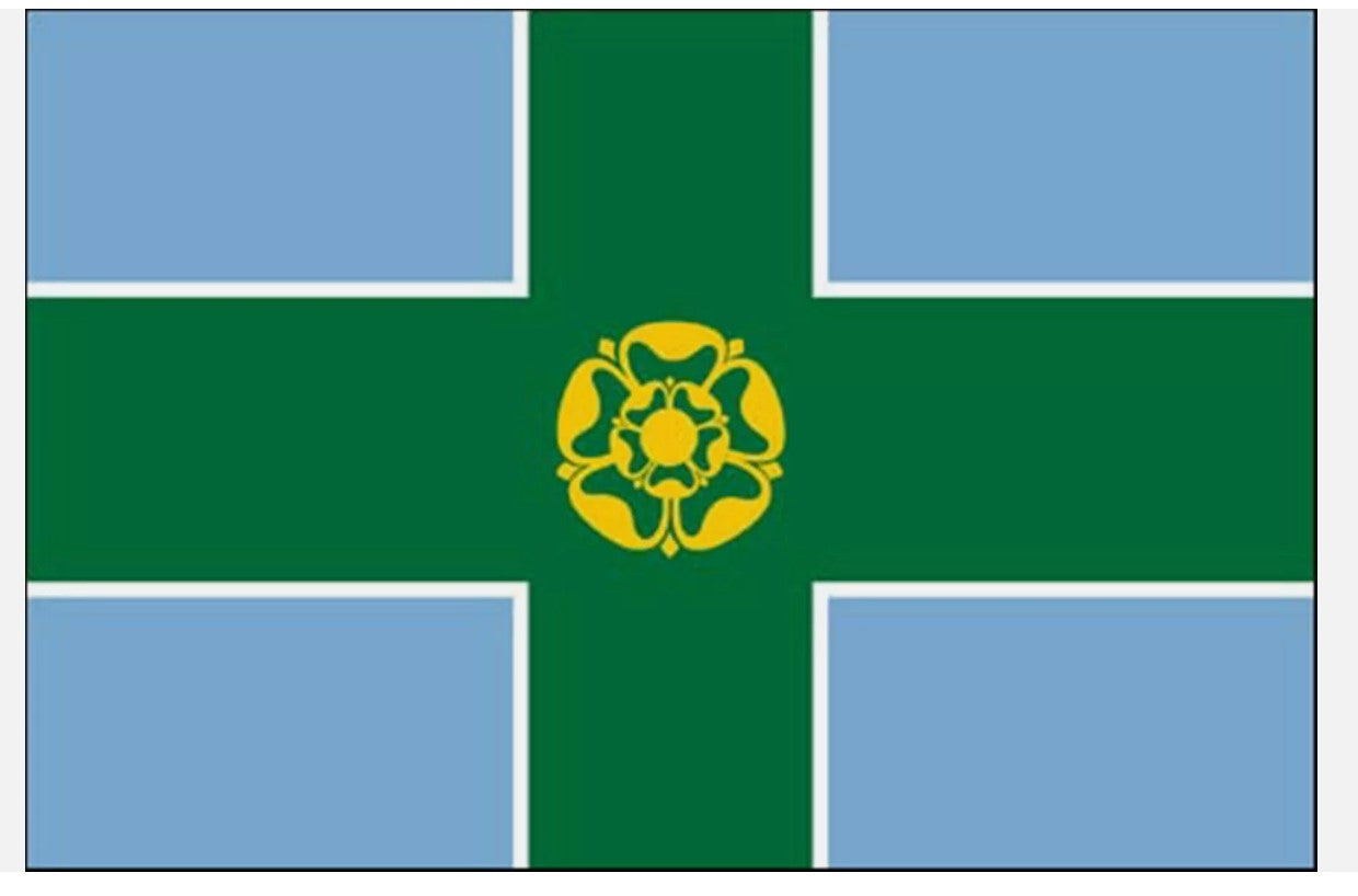 PACK OF 4 DERBYSHIRE COUNTY FLAG 18" X 12" DERBY Courtesy flags