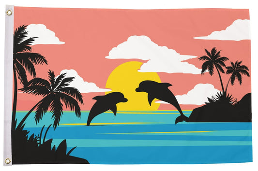 DOLPHIN SILHOUETTE Dolphins 5x3 feet FLAG 150cm x 90cm boats