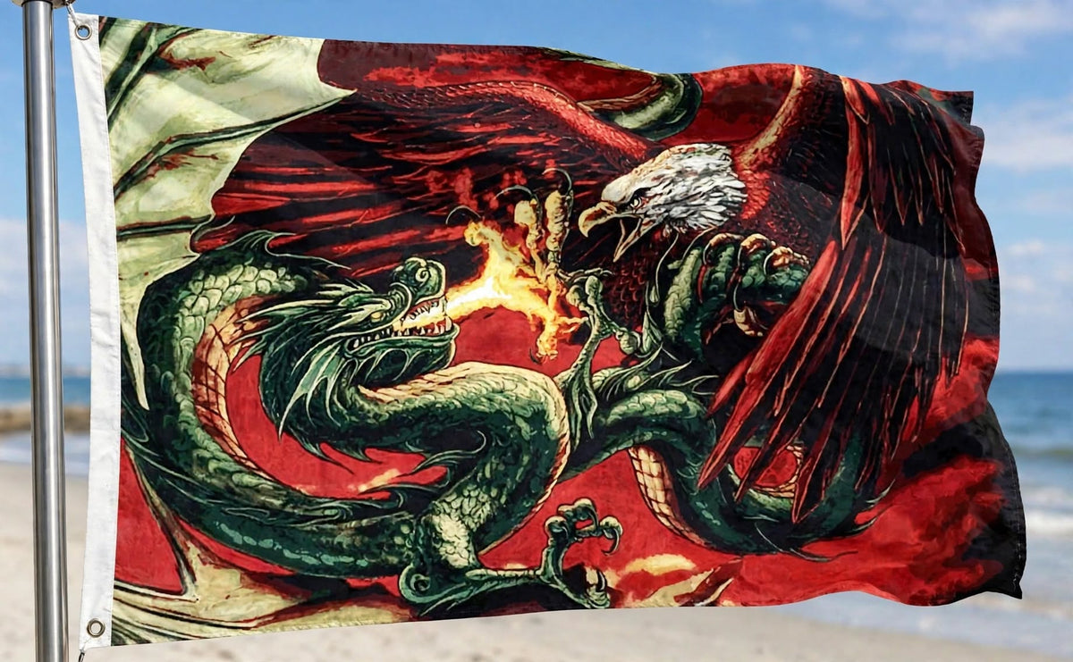 DRAGON VS EAGLE 5x3 feet FLAG 150cm x 90cm FANTASY DRAGONS flags