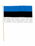 ESTONIA 18" x 12" LARGE HAND WAVING COURTESY FLAG & POLE ESTONIAN