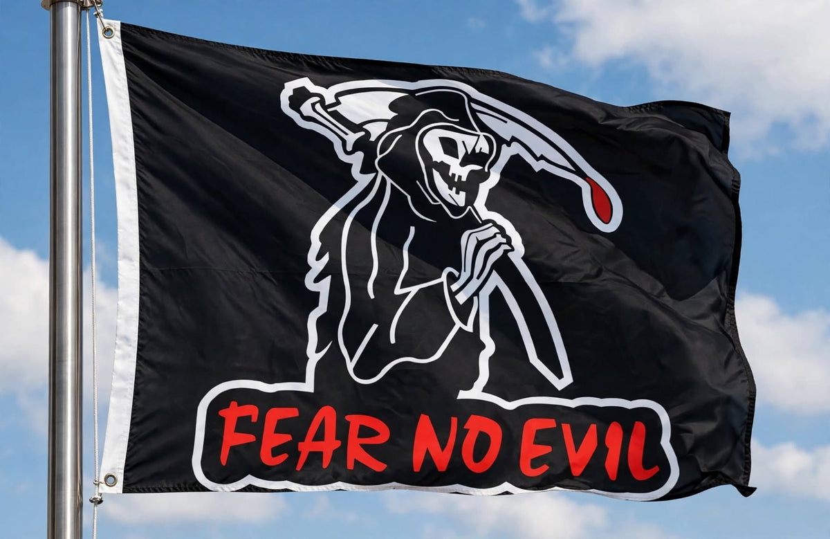 FEAR NO EVIL PIRATE FLAG 5 X 3 FEET FLAG polyester fabric GRIM REAPER PIRATES