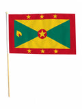 GRENADA 18" x 12" 45cm x 30cm LARGE HAND WAVING COURTESY FLAG & POLE CARIBBEAN