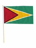 GUYANA 18" x 12" LARGE HAND WAVING COURTESY FLAG & POLE