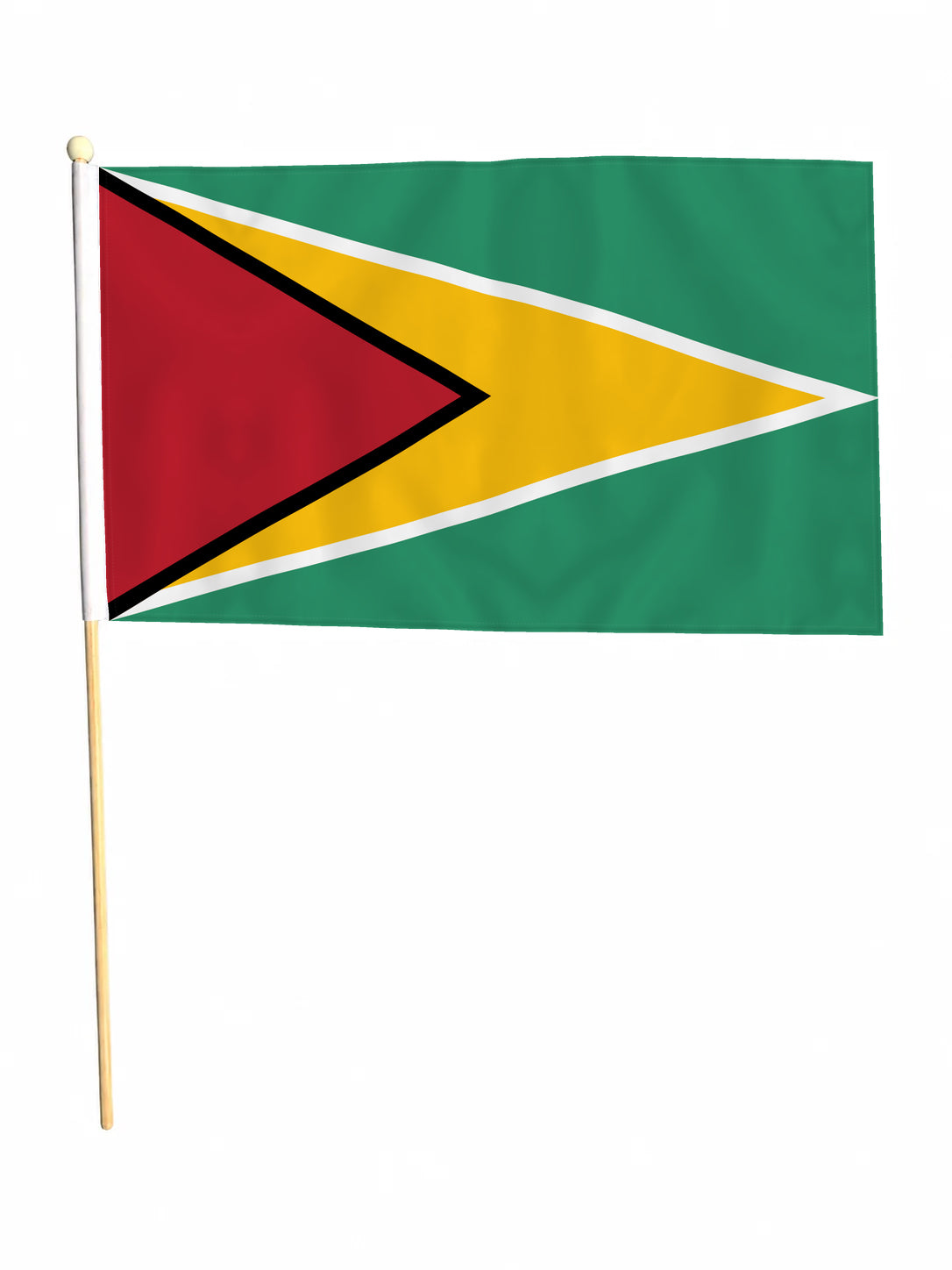 GUYANA 18" x 12" LARGE HAND WAVING COURTESY FLAG & POLE