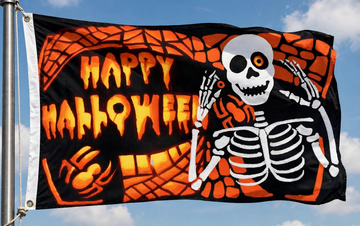 HALLOWEEN SKELETON BONES 5x3 feet FLAG 150cm x 90cm