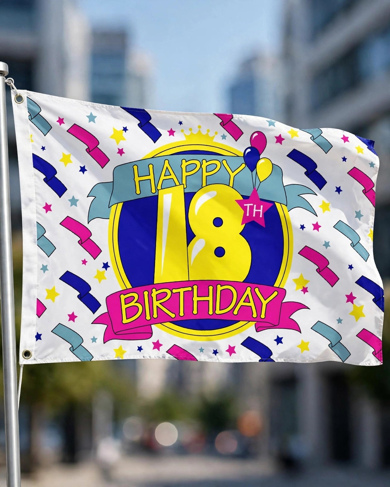 HAPPY 18TH BIRTHDAY FLAG 5 feet x 3 feet NEW EIGHTEENTH