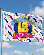 HAPPY 18TH BIRTHDAY FLAG 150cm x 90cm (5x3 feet)