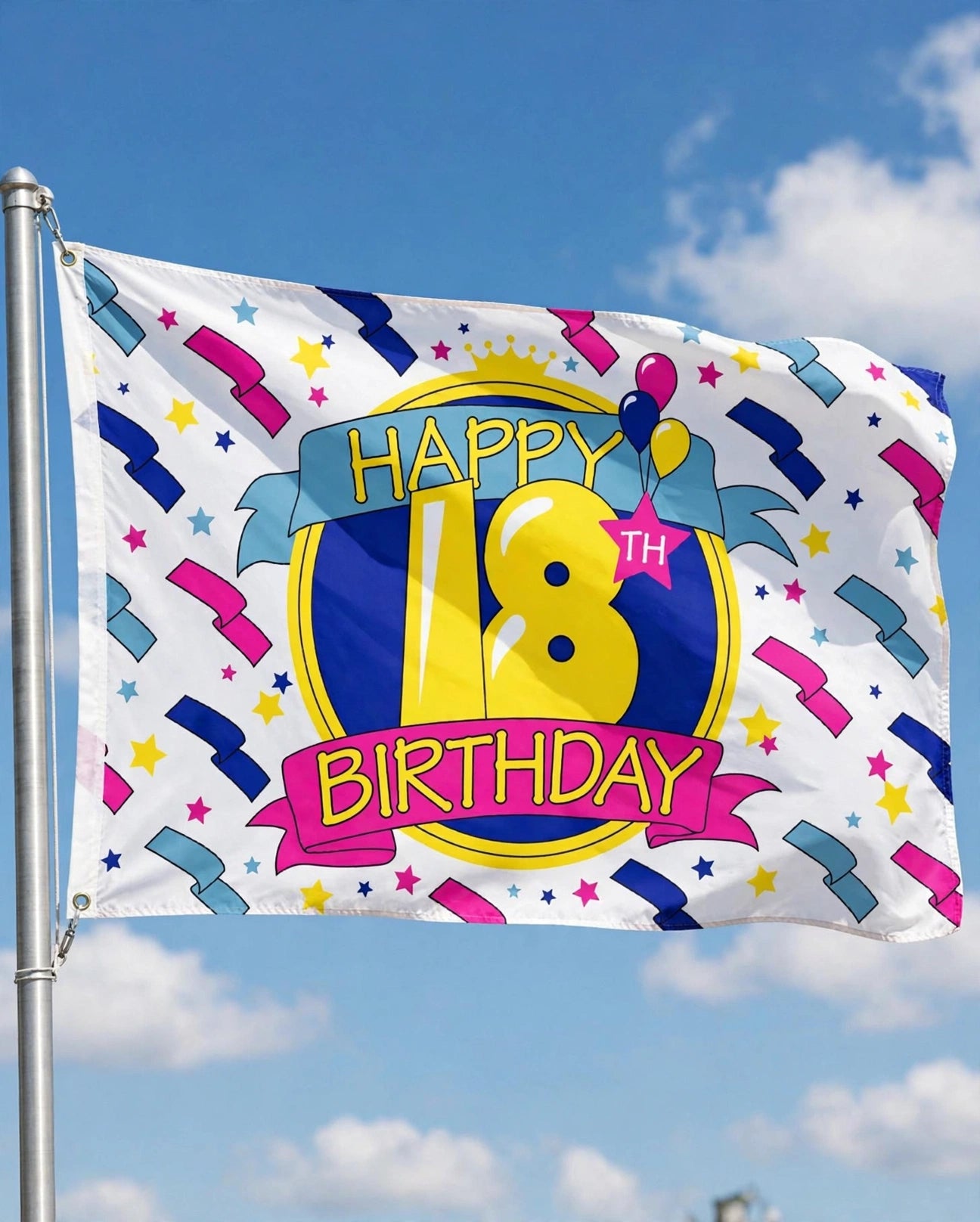 HAPPY 18TH BIRTHDAY FLAG 5 feet x 3 feet NEW EIGHTEENTH