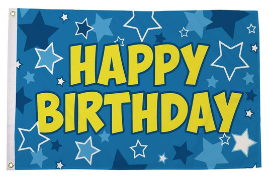 HAPPY BIRTHDAY BLUE 5x3 feet FLAG 150cm x 90cm