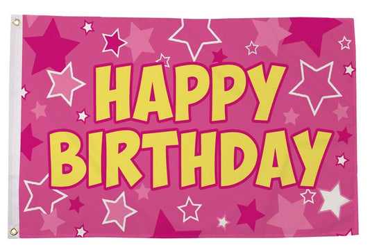 HAPPY BIRTHDAY PINK 5x3 feet FLAG 150cm x 90cm