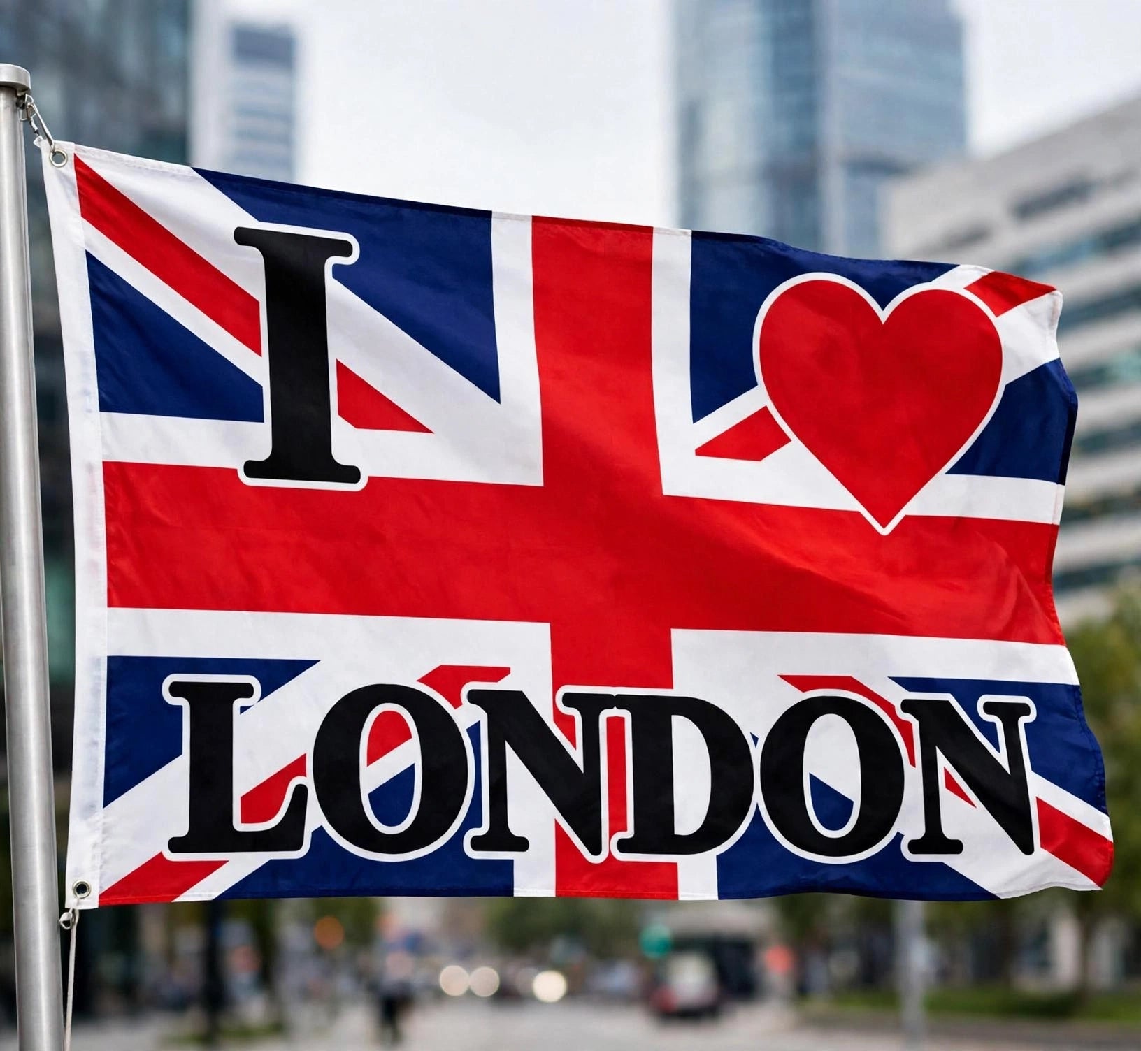 I LOVE LONDON UNION JACK FLAG 5X3 FEET British Great Britain England Cockney