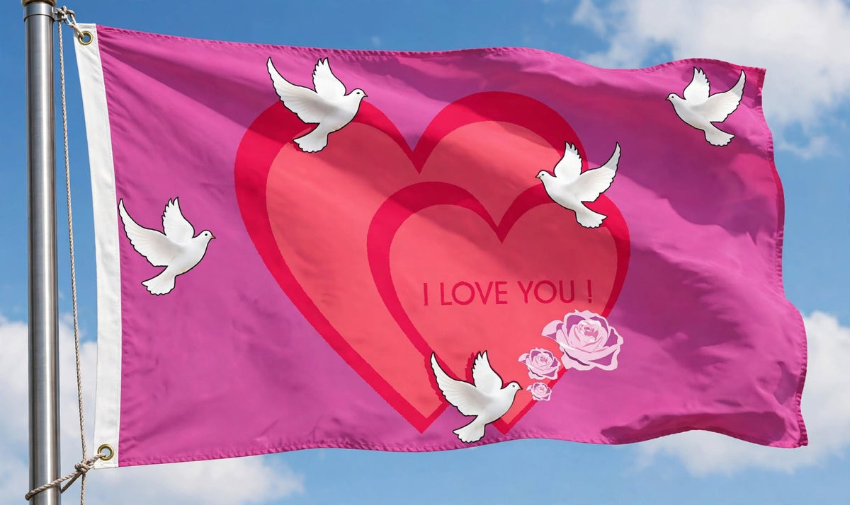I LOVE YOU FLAG 150cm x 90cm (5x3 feet)