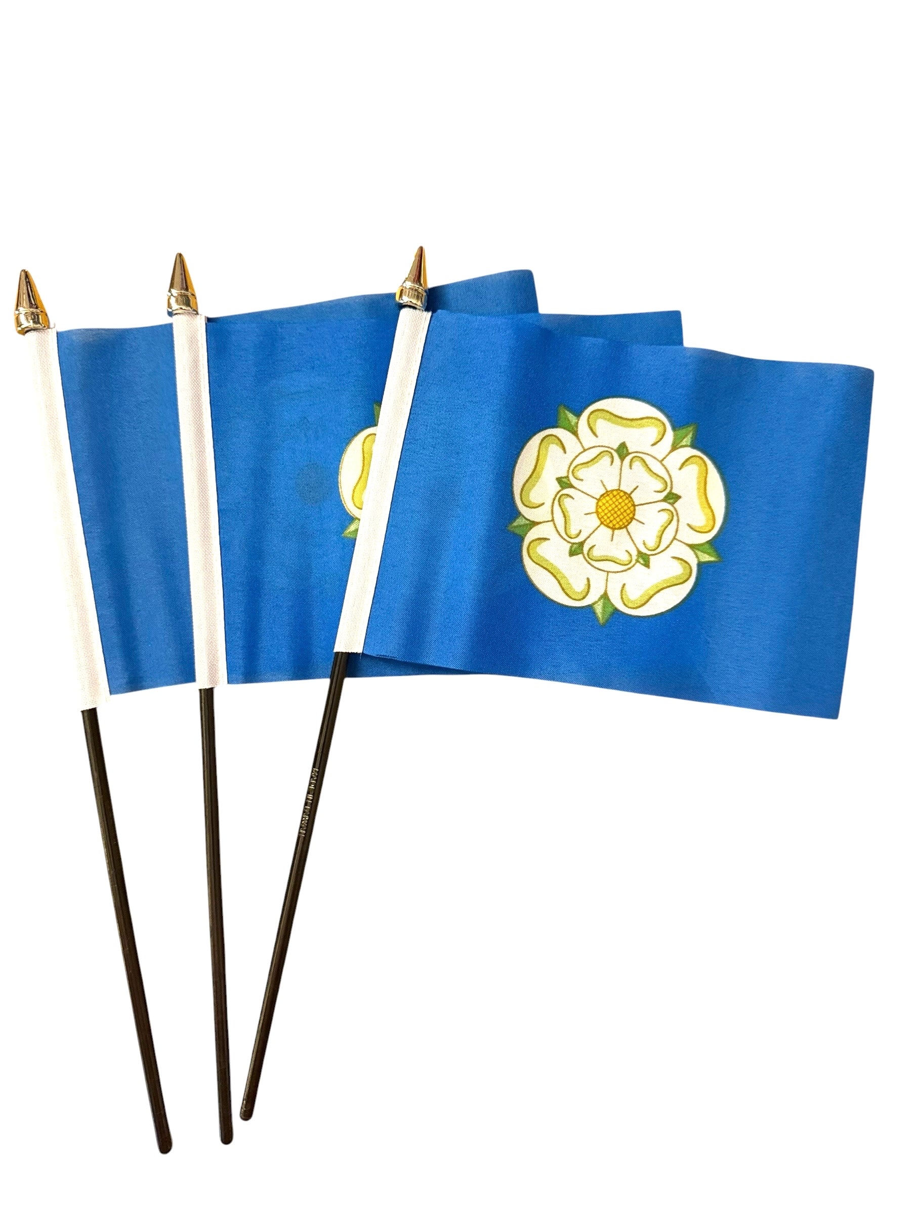 YORKSHIRE PACK OF 3 Small Hand Waving FLAGS 6"X4"