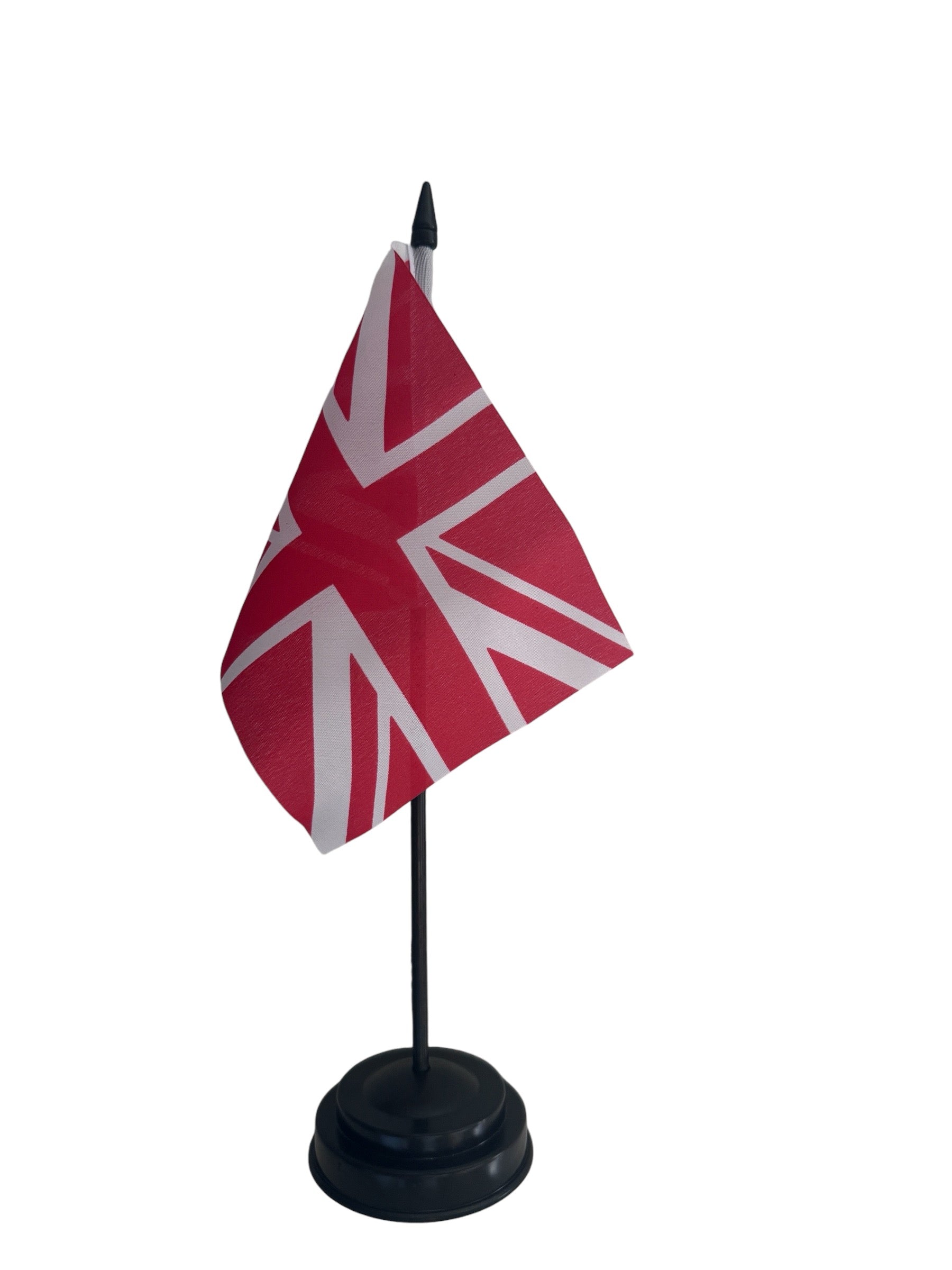 UNION JACK RED TABLE FLAG with Flat One hole black base 15cm x 10cm UK