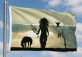 NATIVE AMERICAN INDIAN SILHOUETTE FLAG 150cm x 90cm (5x3 feet)
