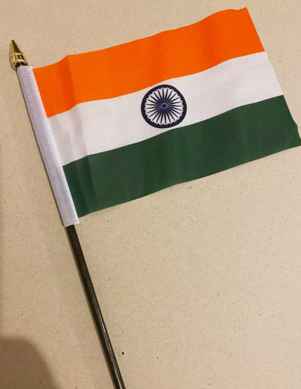 INDIA SMALL HAND WAVING FLAG 6"X4" flags Indian Asian