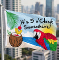 IT'S 5 0 CLOCK SOMEWHERE Parrot and coconut 5x3 feet FLAG 150cm x 90cm