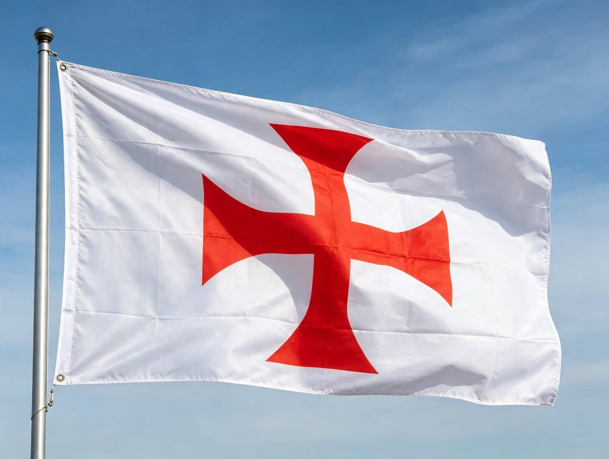 KNIGHTS TEMPLAR RED CROSS DURAFLAG 150cm x 90cm QUALITY FLAG ROPE & TOGGLE