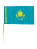 KAZAKHSTAN 18" x 12" LARGE HAND WAVING COURTESY FLAG & POLE