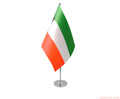 KUWAIT DELUXE SATIN TABLE FLAG 9"X6" CHROME POLE & BASE Stands 15"