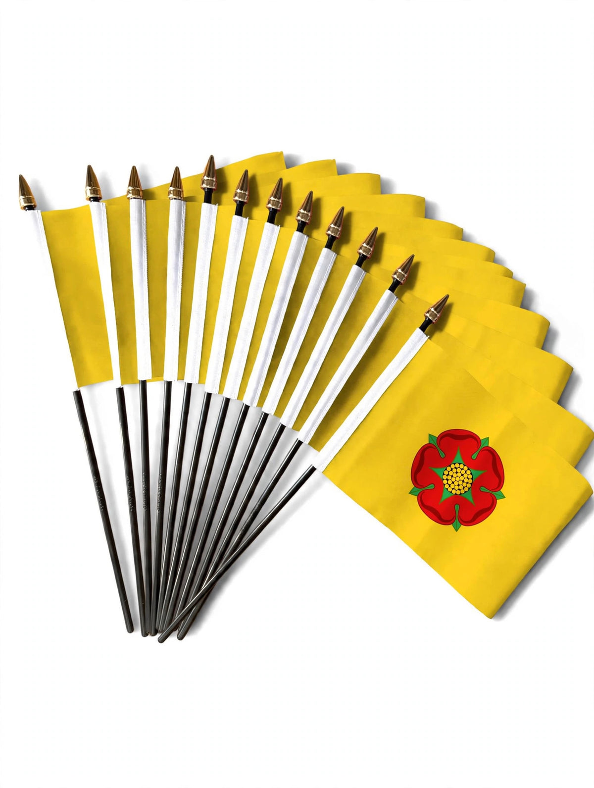 LANCASHIRE (YELLOW) SMALL HAND FLAGS Pack of 12