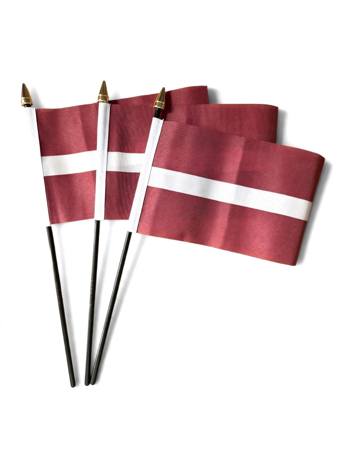 LATVIA SMALL HAND WAVING FLAGS 6" x 4" (15cm x 10cm) PACK OF 3