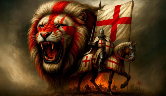 ENGLISH LION WITH ST GEORGE CRUSADES FLAG 150cm x 90cm (5x3 feet)
