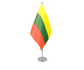 LITHUANIA DELUXE SATIN TABLE FLAG 9"X6" CHROME POLE & BASE Stands 15"