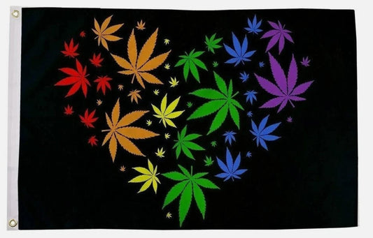 MARIJUANA LOVE HEART Rasta hippy festival 5x3 feet FLAG 150cm x 90cm