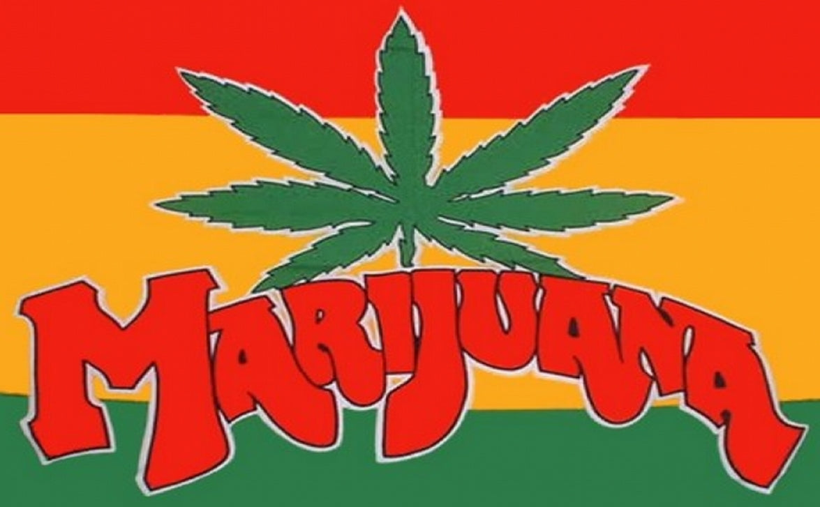 MARIJUANA 5x3 feet FLAG 150cm x 90cm RASTA RASTAFARIAN