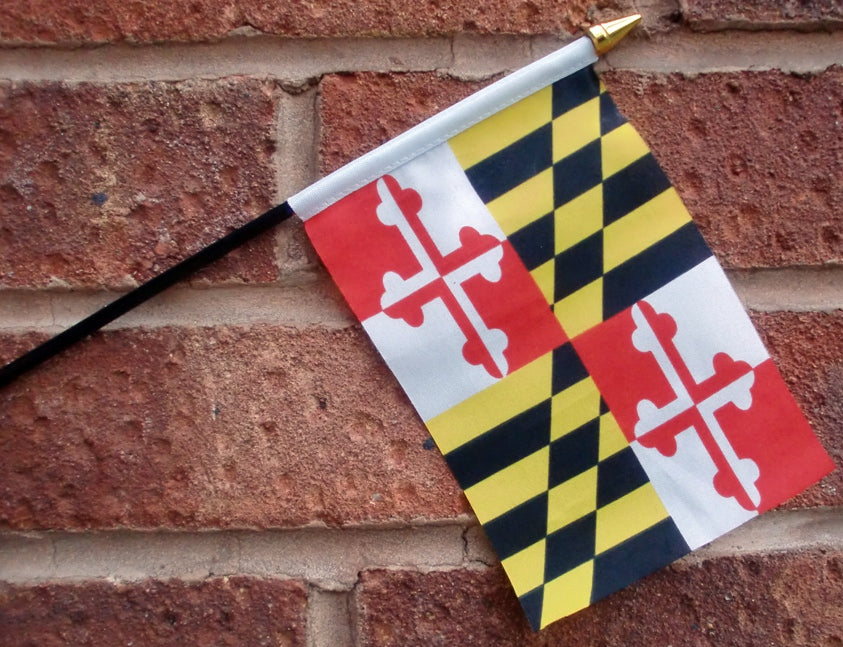 MARYLAND USA SMALL HAND WAVING FLAG 6"X4" flags AMERICAN STATE