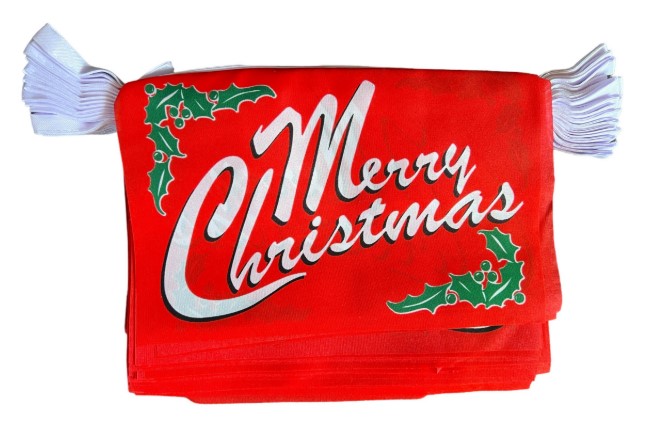 MERRY CHRISTMAS RED BUNTING 9 METRES 30 FLAGS