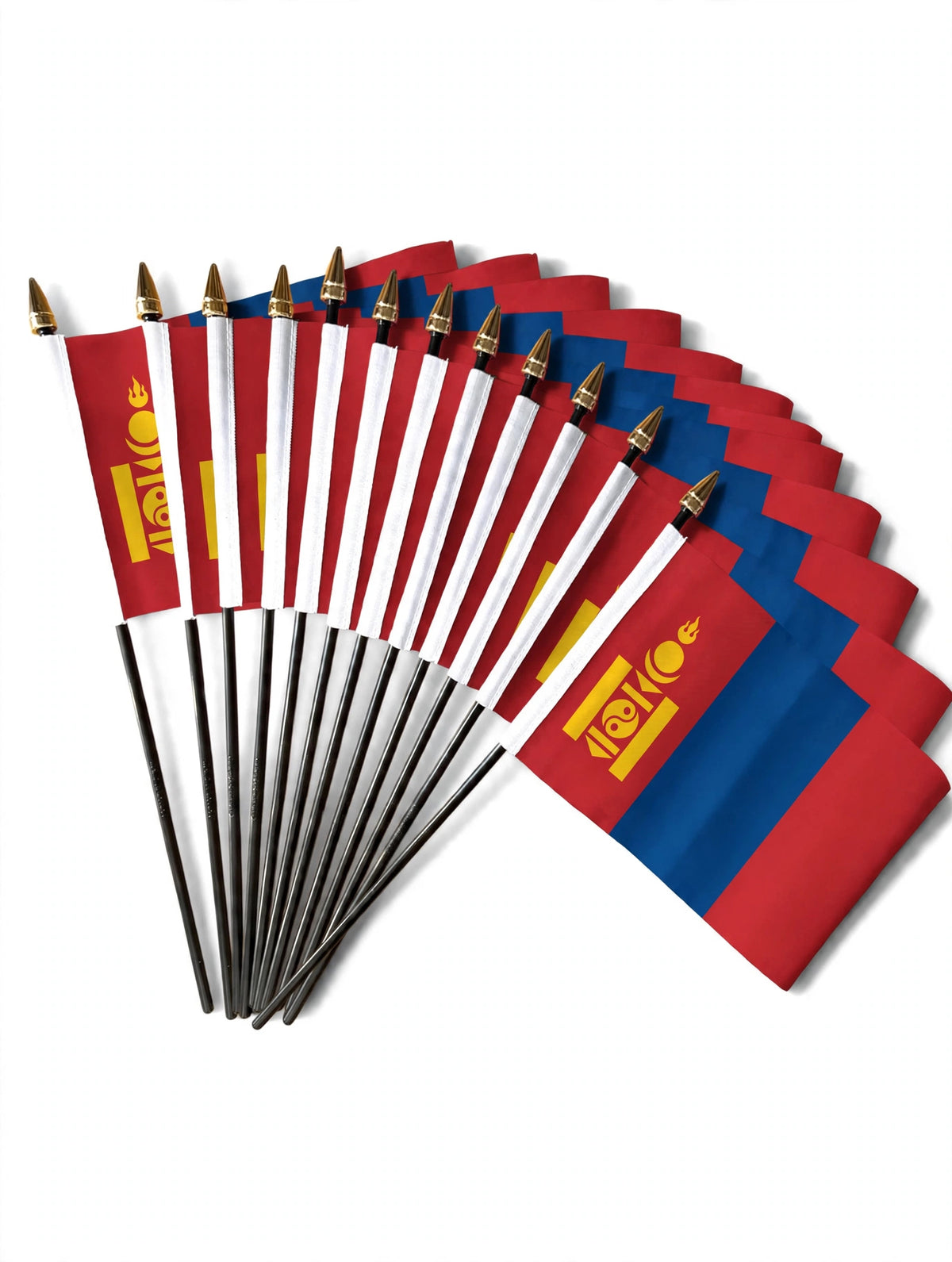 MONGOLIA SMALL HAND FLAGS Pack of 12