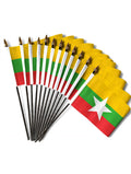 MYANMAR SMALL HAND FLAGS Pack of 12