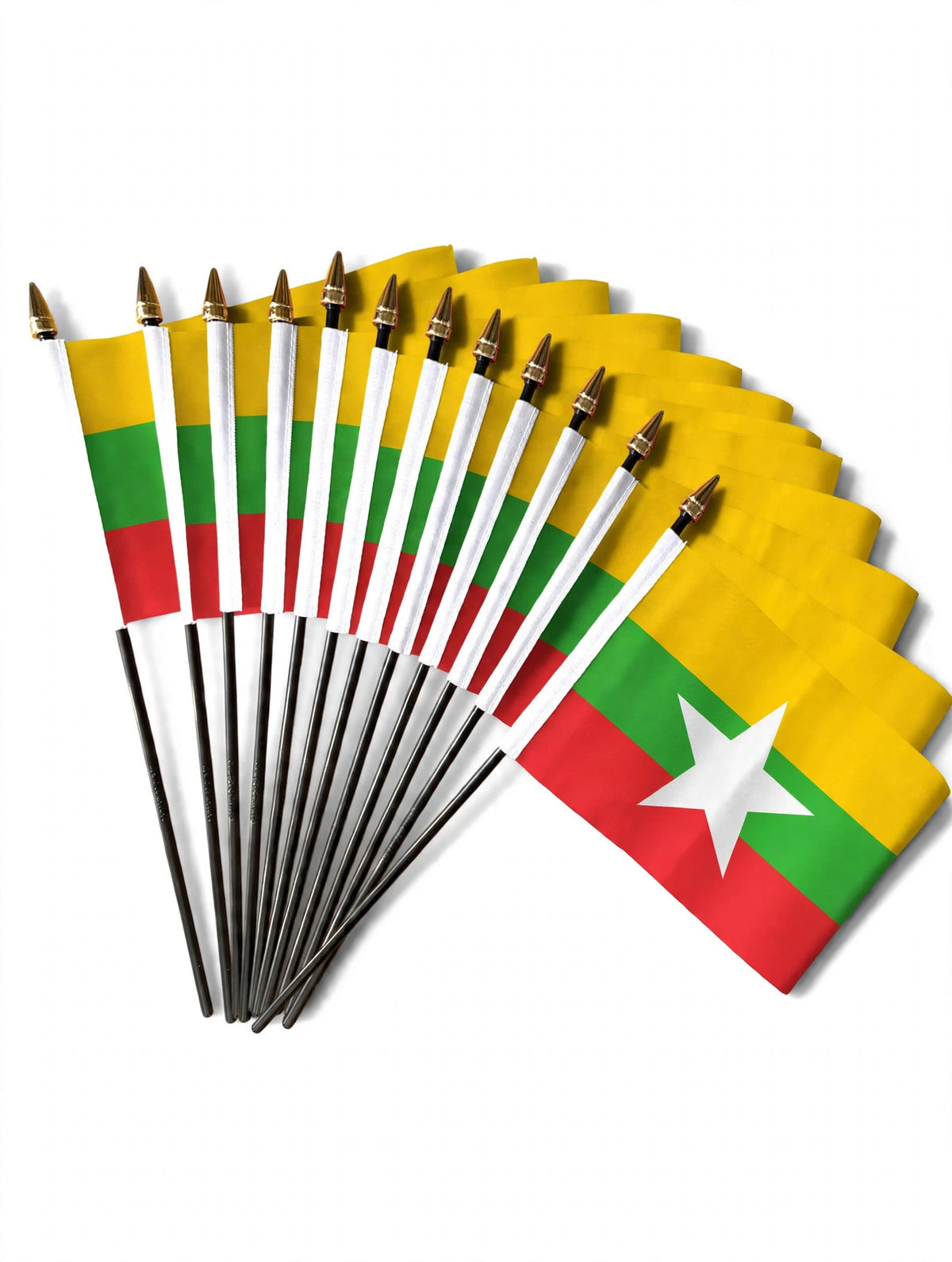 MYANMAR SMALL HAND FLAGS Pack of 12