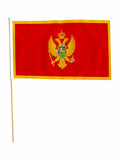 MONTENEGRO EUROPE 18" x 12" LARGE HAND WAVING COURTESY FLAG & POLE