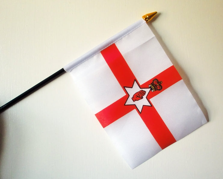 NORTHERN IRELAND SMALL HAND WAVING FLAG 6" X 4" WITH POLE BELFAST