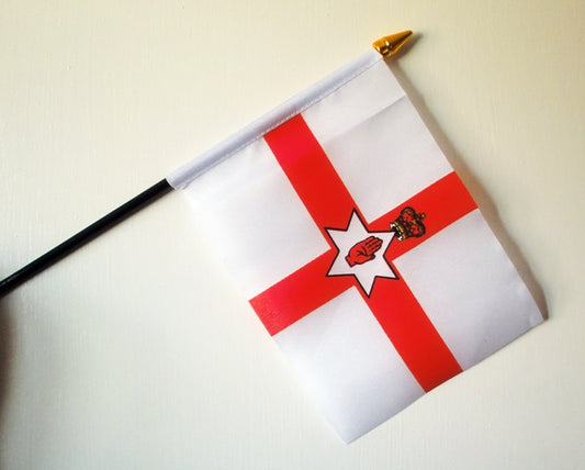 NORTHERN IRELAND SMALL HAND WAVING FLAG 6" X 4" WITH POLE BELFAST