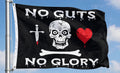 NO GUTS NO GLORY PIRATE FLAG 5X3 feet Caribbean pirates SKULL & BONES