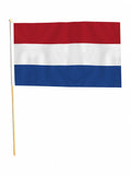NETHERLANDS LARGE HAND WAVING FLAG 18" X 12" WITH 24" POLE Holland Amsterdam