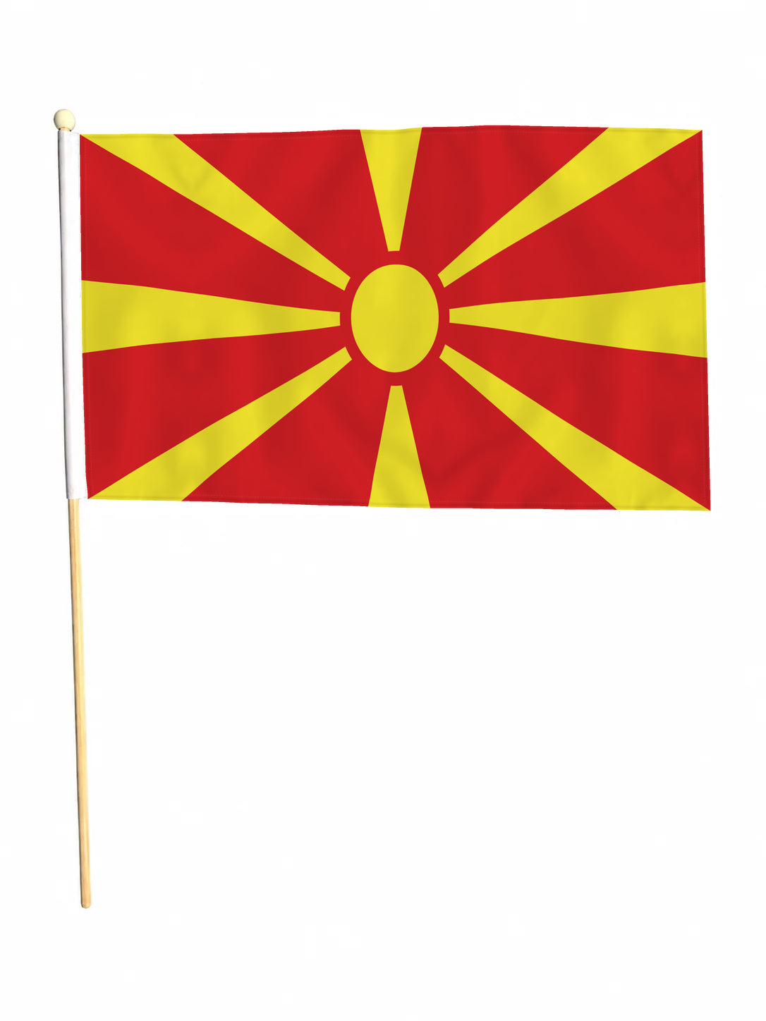 NORTH MACEDONIA 18" x 12" LARGE HAND WAVING COURTESY FLAG & POLE