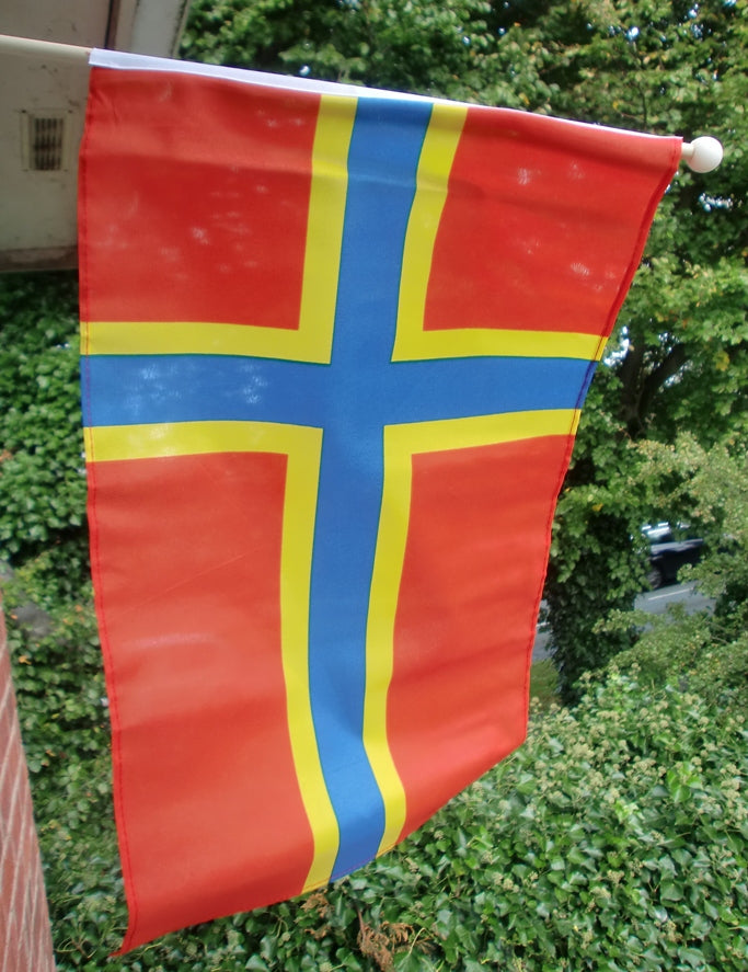 ORKNEY ISLANDS ISLES 18" x 12" LARGE HAND WAVING COURTESY FLAG & POLE SCOTLAND
