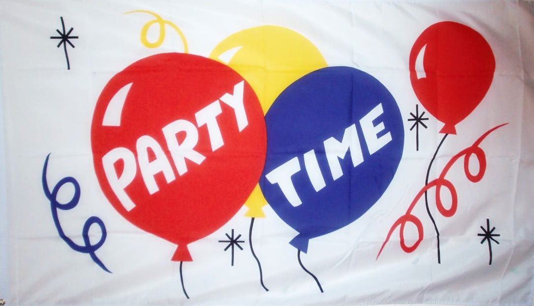 PARTY TIME FLAG 3X2 feet 90cm x 60cm FLAGS BIRTHDAY CHRISTMAS NEW YEAR