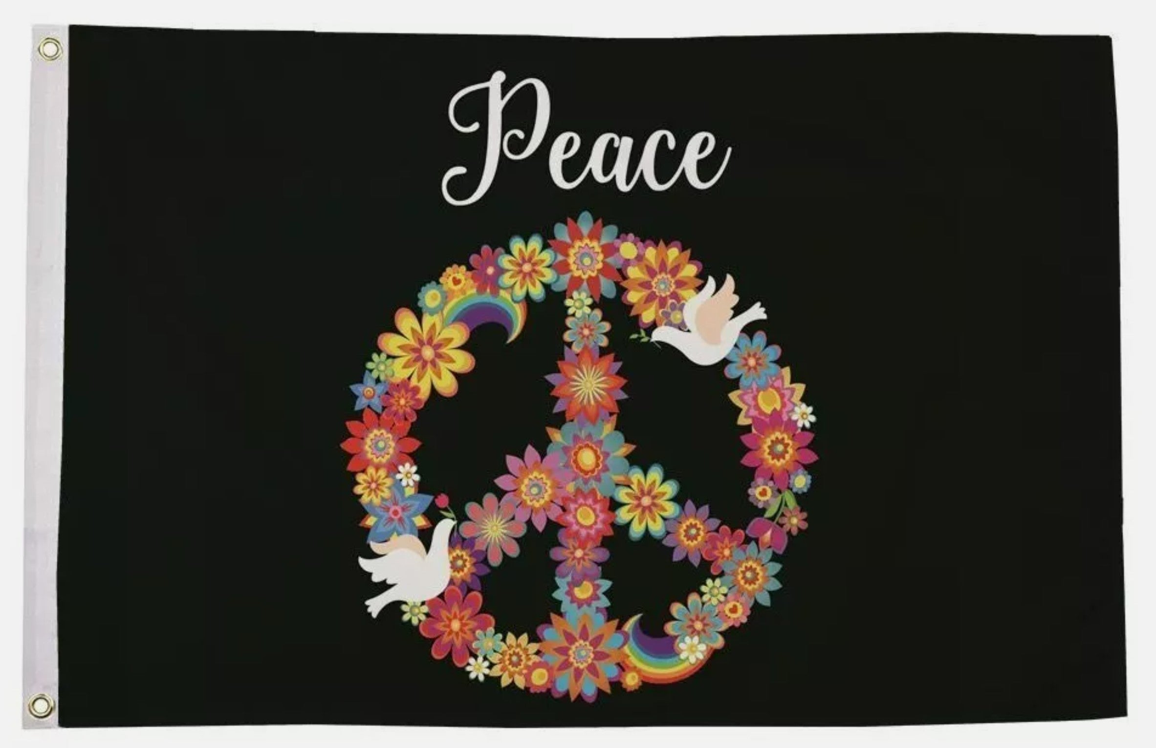 PEACE FLORAL Flowers Hippy CND 5x3 feet FLAG 150cm x 90cm
