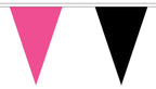 PINK AND BLACK TRIANGULAR BUNTING 5 metres 12 flags Polyester flag