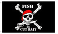 PIRATE FISH OR CUT BAIT 5x3 feet FLAG 150cm x 90cm flags ANGLING ANGLER FISHING