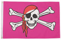 PIRATE SKULL & CROSSBONES PINK FLAG 150cm x 90cm (5x3 feet)