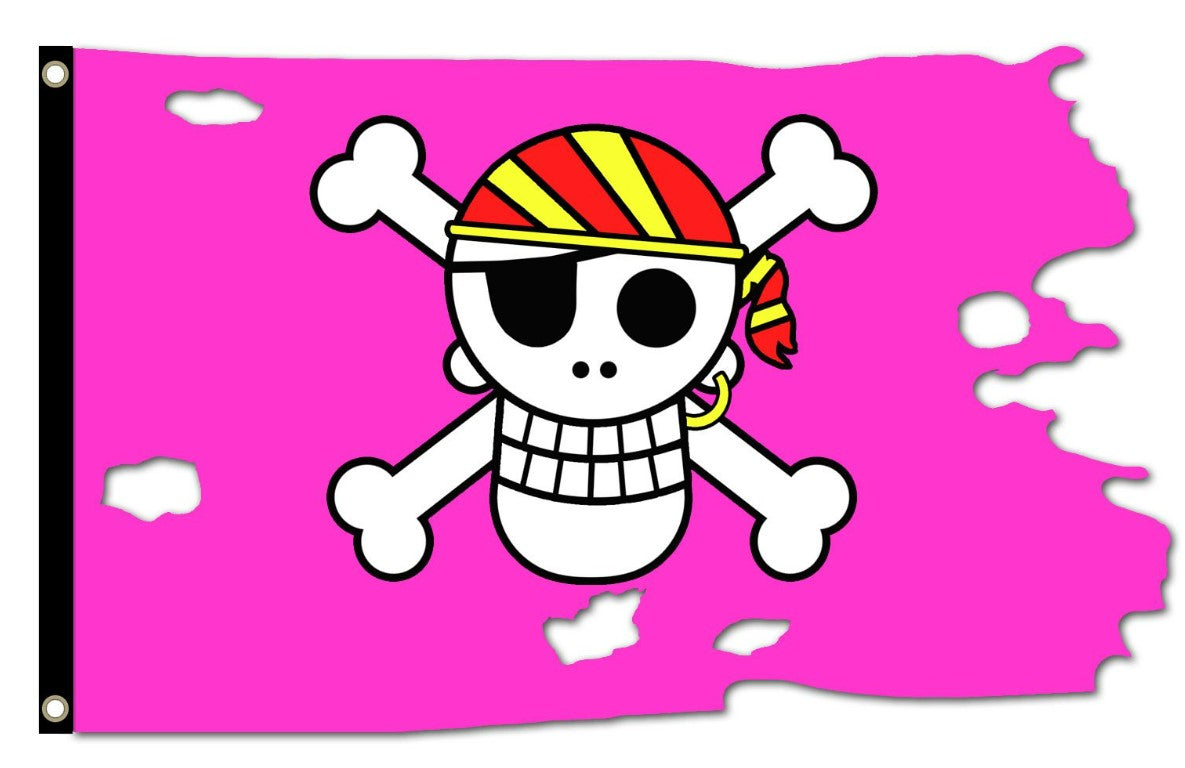 PIRATE PINK SHAPED FLAG 150cm x 90cm (5x3 feet)